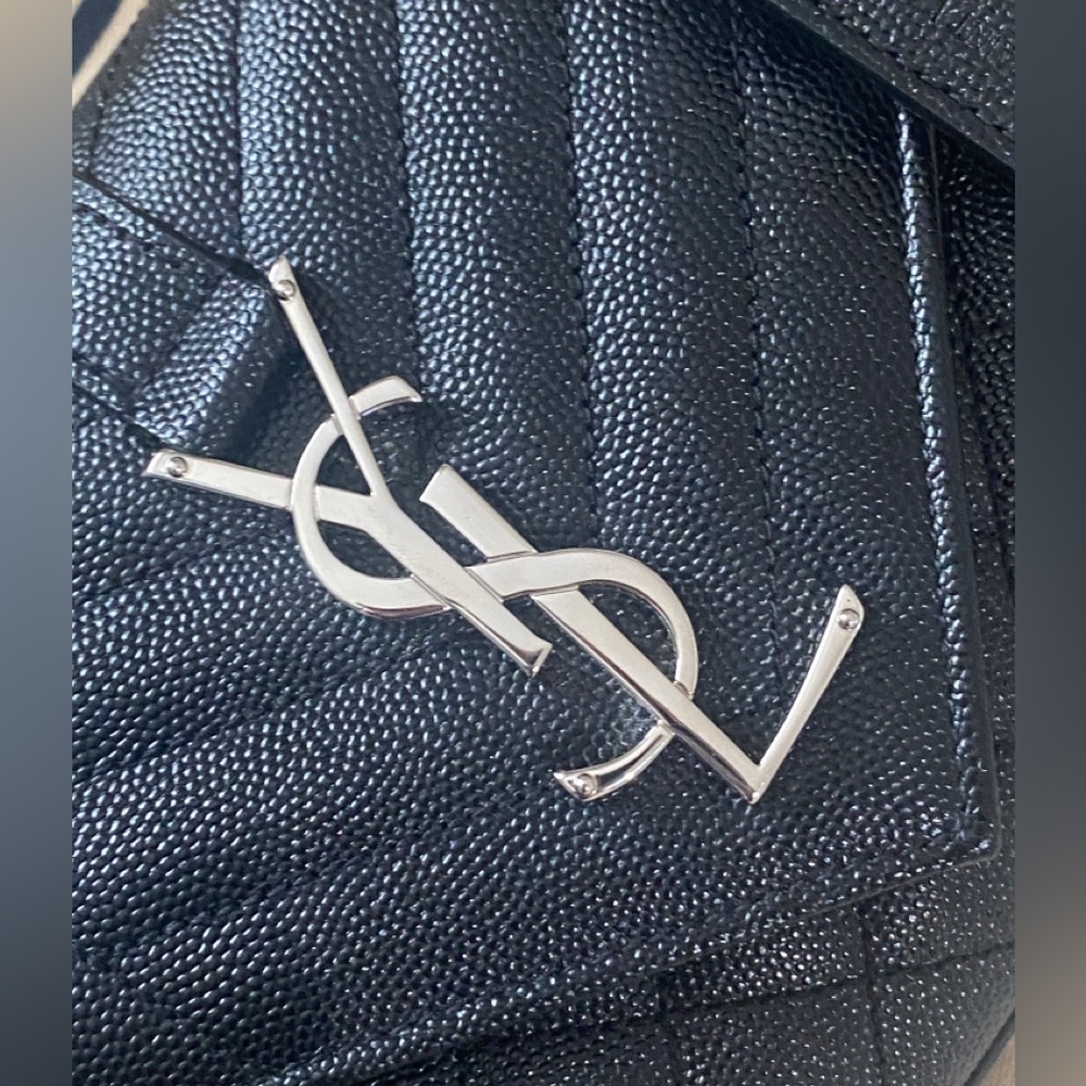 YSL Grain De Poudre Textured Mixed Matelasse Triquilt Small Monogram Satchel - Picture 8 of 16